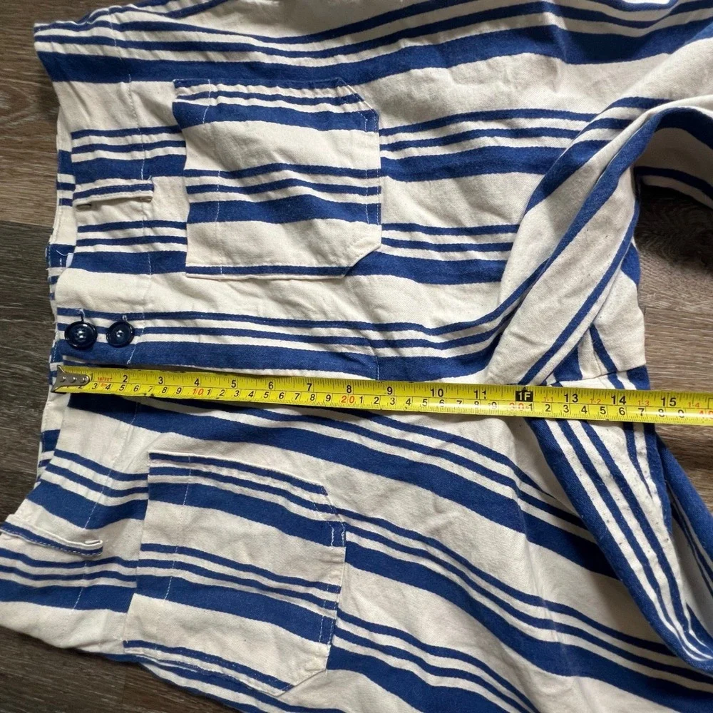 Sugarlips Striped Wide Leg Pants Womens XL Blue White High Rise Pockets